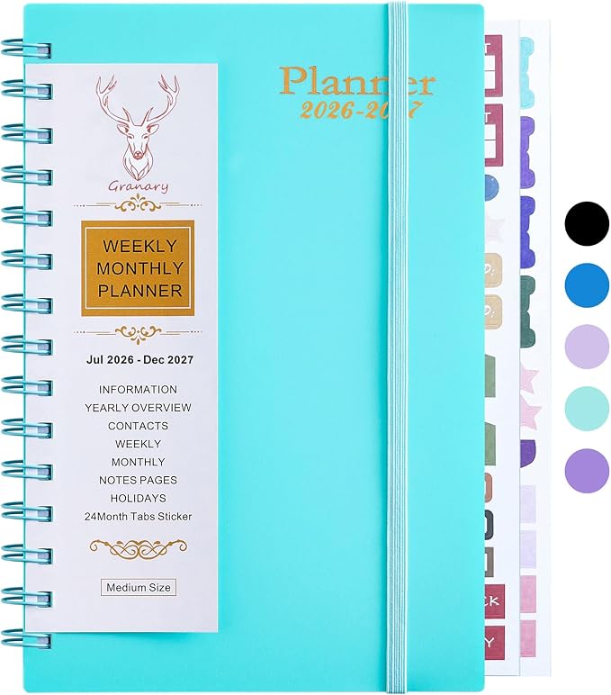 Planner 2026-2027, Weekly and Monthly Planner 2026-2027 Academic Year (July 2026-June 2027), 18 Months Calander Planner, Daily Agenda Book for School Student, Teachers, Office Supplies, Home, 8.2"×5.5" (JUL.2026-DEC.2027 Light Blue)