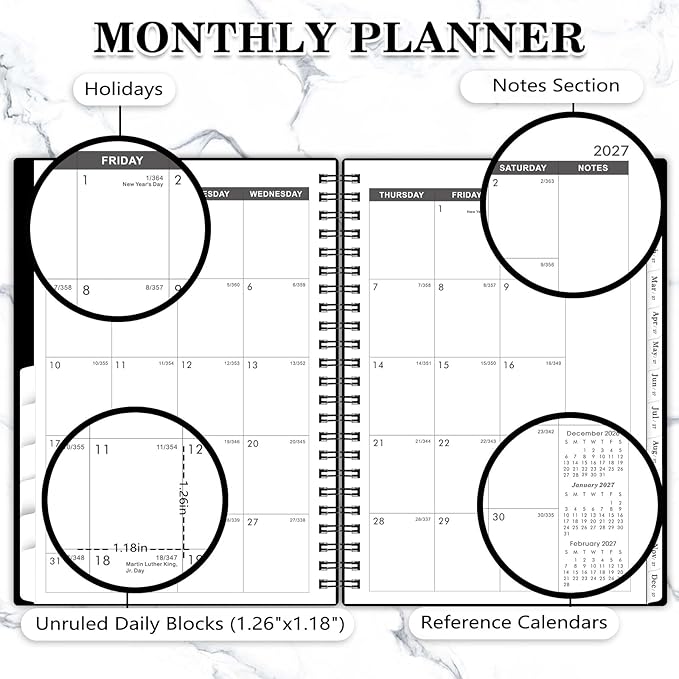 2026-2029 Monthly Planner/Calendar - 3 Year Monthly Planner 2026-2029, Jul. 2026 - Jun. 2029, 6.3" x 8.4", monthly planner with Spiral Bound, Notes Pages, 36-Month Tabs, Inner Pocket, 3 Year Calendar