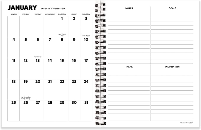 TF Publishing 2026 All You Need is Love Medium Weekly Monthly Planner with 12-Month Calendar Grid, Goals and Task Trackers - Weekly Schedule Planner w/Priority List Section and Stickers - 6.5in x 8in