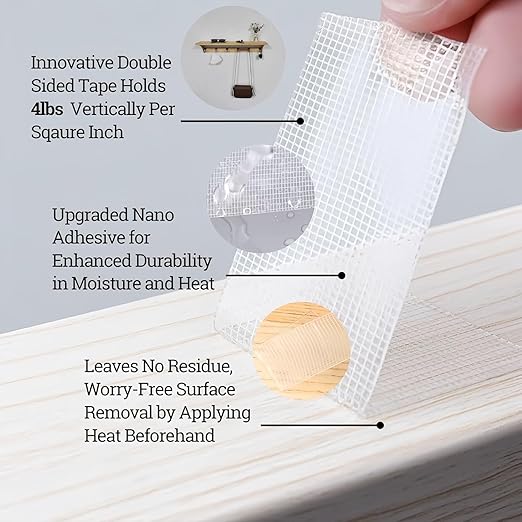 Maine 0.02 inches Thick * 1.18inches Wide Nano-Sticky Tape, mesh Adhesive Strips, Extremely Strong Toughness, Waterproof and Detachable (500, 3.28ft)