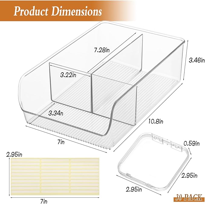 30 Pcs Press On Nail Storage Box, Acrylic Display Case, Packaging Box for Nail Art, Large Stackable, All-In-One Box, 120 Pcs Double Sided Adhesive Nail Display Tape