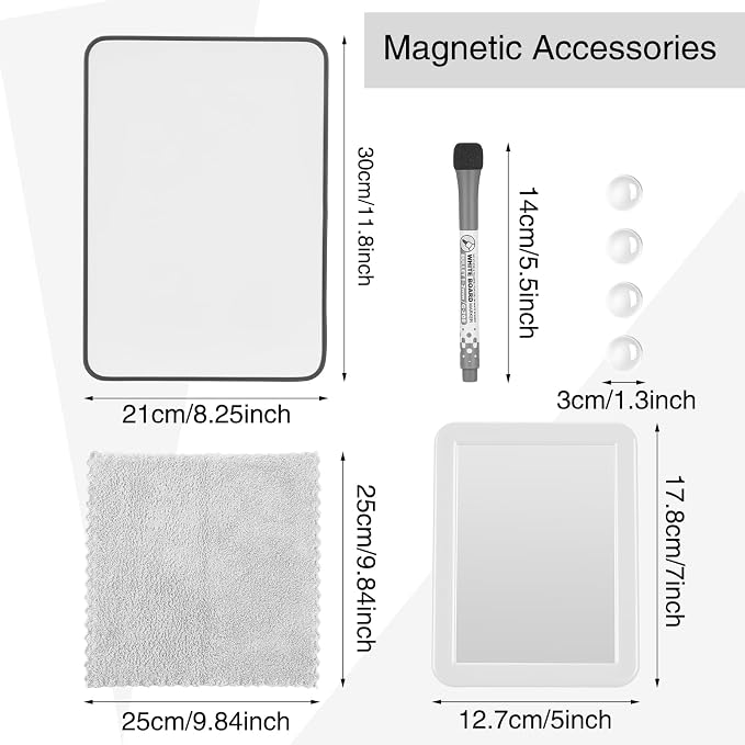Ctosree 13 Pcs Locker Organizer and Accessories Kit Stackable Mesh Locker Shelf, Pen Holder, Magnetic Mirror, Whiteboard, Cloth, Marker, Magnet for Classroom Back to School Essentials(White)