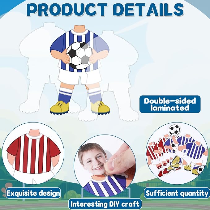 60Pcs Soccer Player Paper Cutouts Sport Bulletin Board Decoration Soccer Players DIY Photo Craft Cutout Sports Theme Classroom Supplies for Fans Teacher Student School Chalkboard Wall Party Decor