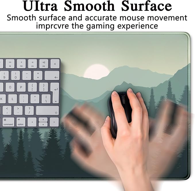 Forest Desk Mat Green Nature Large Mouse Pad XXL 31.5''X 15.7'' Landscape Aesthetic Desk Pad Gaming Mousepad Big Keyboard Mouse Mat for Laptop Computer Office Decor