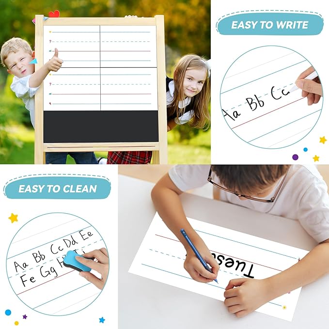 Naozinebi Jumbo Magnetic Sentence Strips 22x8in Dry Erase Writing Strips, Colorful, 4 Count, Paper, Magnet, Educational/Child-friendly, Multicolored