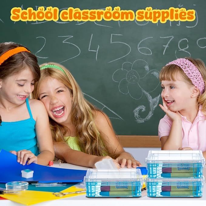 Suzile 25 Pcs Plastic Crayon Boxes with Snap Lids Crayon Storage Organizer Stackable Container Bulk Pencil Case for Pen Crafts Classroom Supplies(Blue)