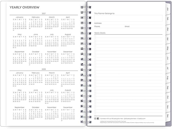 Blue Sky 2027 Weekly and Monthly Planner Calendar, January 2027 - December 2027, 5" x 8", Flexible Cover, Laminated Tabs, Durable Twin Wire Binding, Rue Du Flore