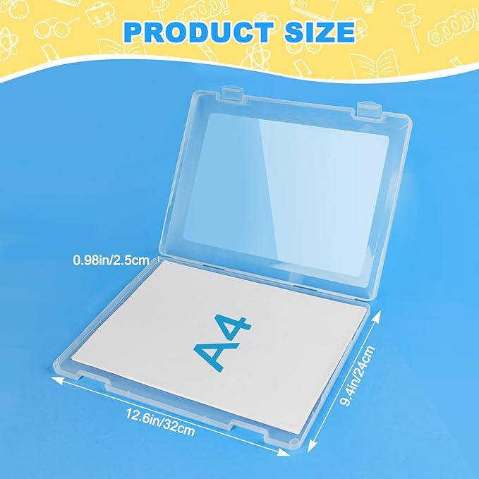 1 Pack A4 File Box Paper Organizers Holder, Transparent Document Paper Project Case, Plastic Paper Storage Container Box File Protector for Magazine, Scrapbook, Office School Supplies