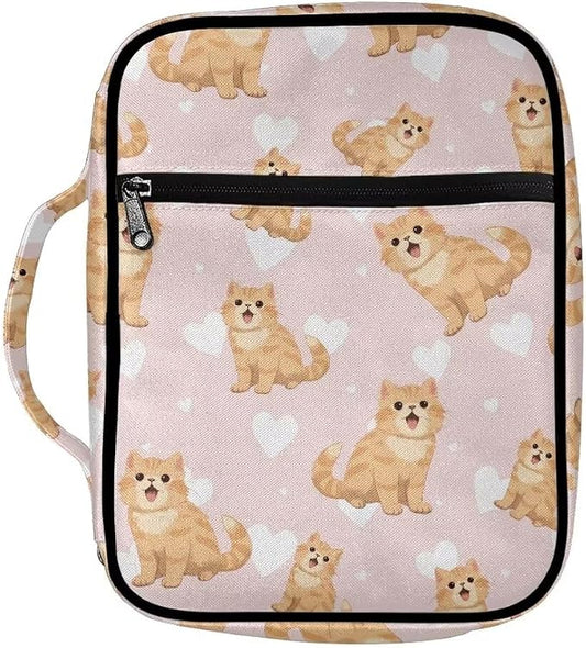 Coldinair Cat Bible Cover for Women Teens Kid Girls,Carrying Book Case Church Bag Bible Holder with Handle and Zippered Pocket