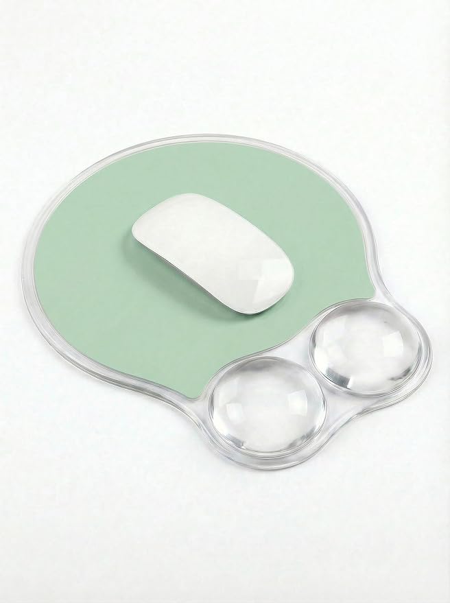 Ergonomic Gel Mouse Pad Wrist Rest Support for Desk, PU Base, Smooth Surface, Crystal Gel Cushion, Non-Slip Stability, Mousepad for Office/Home/Study Light Green AMP-05