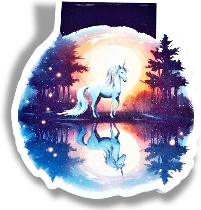 creates Magnetic Bookmark For Reading Journals Planners Scrapbooking Office Supplies Cute And Funny Bookmark For Bookworms Matte Laminate Double Sided Handmade (Magical Forest Unicorn)