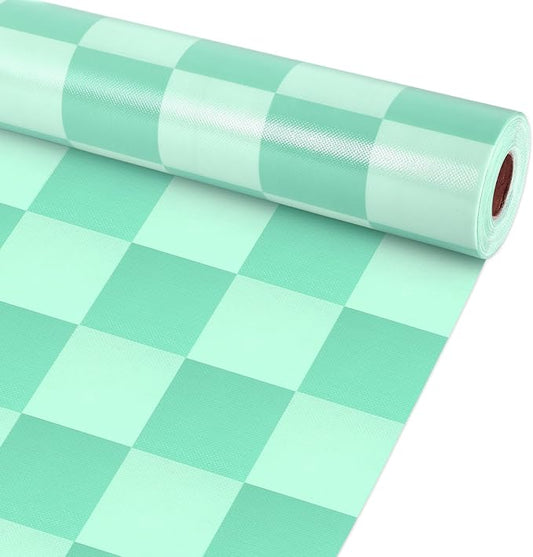 Green Checked Bulletin Board Roll Green Reusable Waterproof Erasable Background Wrinkle Resistant Poster Non-Woven Fabric Bulletin Board Roll for Spring Classroom Decor Wrap Paper Crafts 15.55" x12ft
