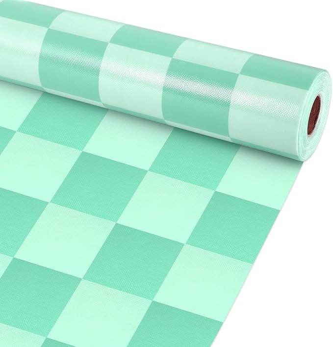 Green Checked Bulletin Board Roll Green Reusable Waterproof Erasable Background Wrinkle Resistant Poster Non-Woven Fabric Bulletin Board Roll for Spring Classroom Decor Wrap Paper Crafts 15.55" x20ft