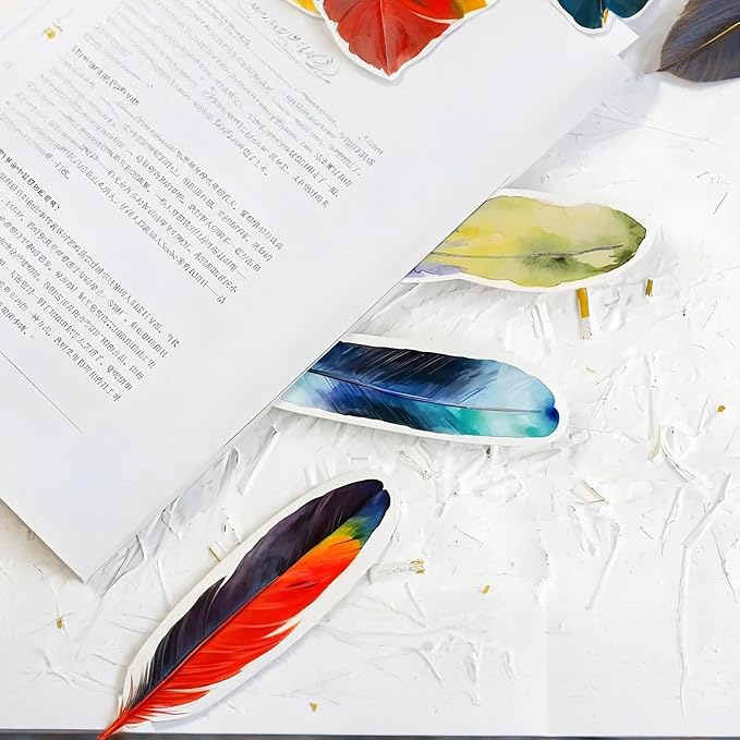 2 Boxes/60 PCS Color Feather Paper Bookmark Feather Shaped Bookmark Paper Bookmarks for Book Lovers Men Women and Students 30 Styles
