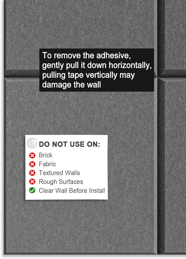 Hsurbtra Large Cork Board for Wall 47 x 36 Inch, 12 Pack Felt Bulletin Notice Board with Pushpins for Office Home School Farmhouse Wall Decor, Dark Gray