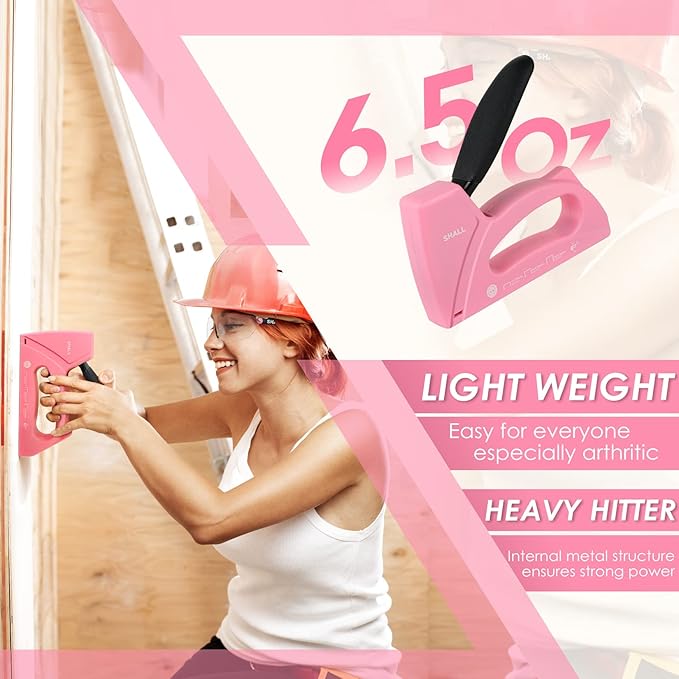 SHALL Light Duty Staple Gun for Wood - Pink Upholstery Staple Gun with 1600pcs JT21 Staples 1/4, 5/16, 3/8 inch and Staple Remover - Women Staple Gun for Crafts, Fabric Stapler Gun for DIY, Decoration