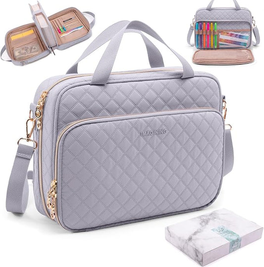 IMAGINING Large Bible Case with Quilted Cover – Bible Carrying Bag for Women with Shoulder Strap, Pockets & Gift Box | Bible Gift for Girls, Women, Bible Study
