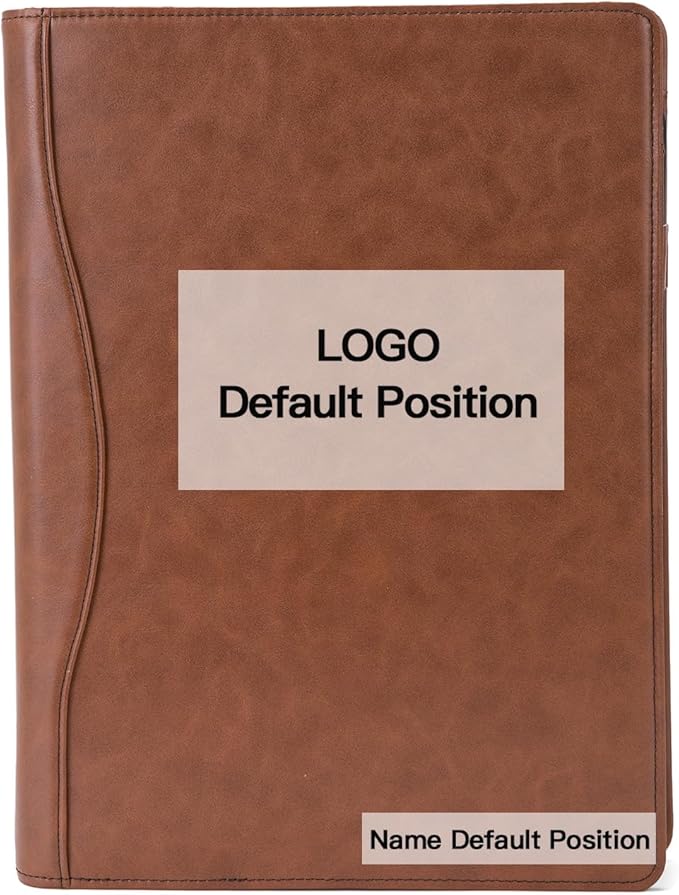 Personalized Vegan Leather 3 Ring Binder, Custom 8.5 x 11 Letter Size Folio with Pen Holder, Soft Notebook Portfolio Cover, Notepad Padfolio Organizer for Meeting, Brown
