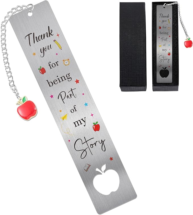 Teacher Appreciation Metal Bookmark, Thank You Teacher Gifts Book Mark for Women Men, Inspirational Page Marker Reading Gift for Teachers Teacher Appreciation Week Retirement Graduation
