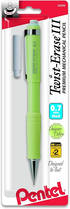 Pentel Twist-Erase Express Automatic Pencil, 0.7mm, Medium Line, Assorted Fashion Colors (QE517FEBPM)