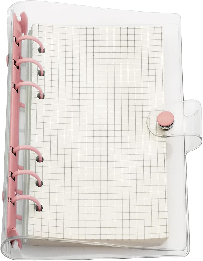 A6 A5 6-Holes Colorful PVC Cover Personal Organizer with Snap Button Closure File Folder for Loose Leaf Sheet Notebook (Sugar Coral, A6 mini Set)