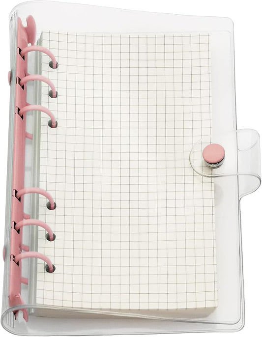 A6 A5 6-Holes Colorful PVC Cover Personal Organizer with Snap Button Closure File Folder for Loose Leaf Sheet Notebook (Sugar Coral, A6 mini Set)