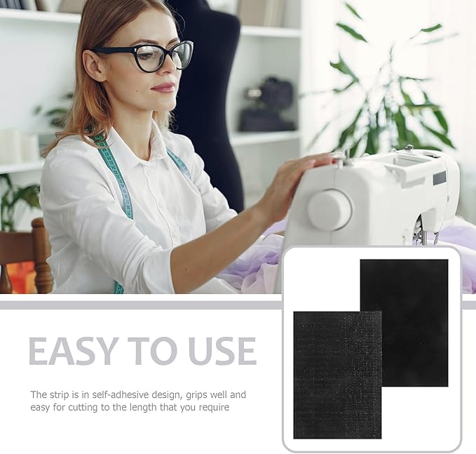 OSALADI Self-Adhesive Hook and Loop Tape Strips, Double-Sided Black Sticky Adhesive, 12 Pairs 11x15cm, Heavy Duty Carpet Fastener for Home, Office, and Vehicle Use
