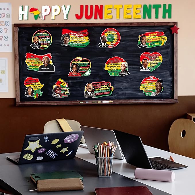 gisgfim Happy Juneteenth Bulletin Board Decorations 1865 African American Paper Cutouts Inspirational Black History Bulletin Board Set for Freedom Day Independence Day Wall Classroom Decor Supplies