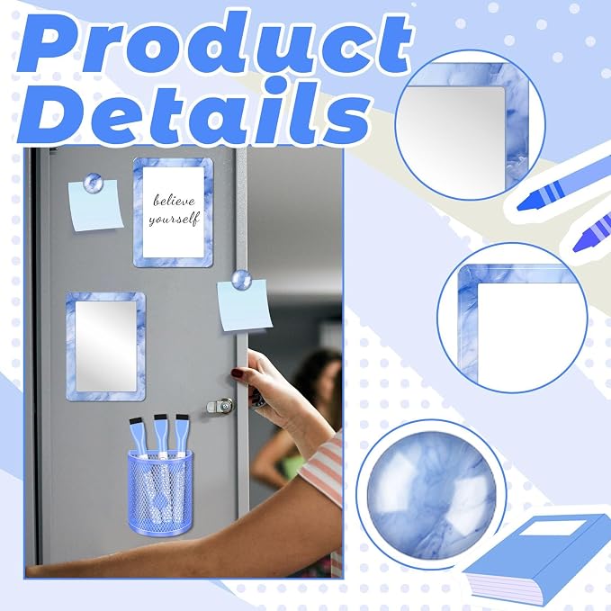 Blue Magnetic Locker Marble Theme Accessories Kit Include Back to School Essentials for Back to School Decorations Office Supplies