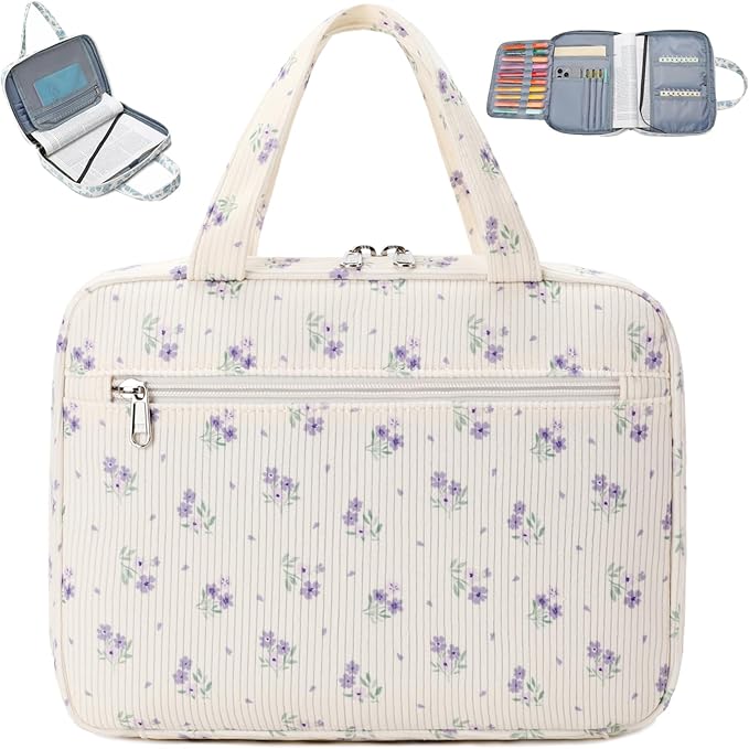 Octsky Bible Cover Case for Women Corduroy Bible Study Supplies Accessories Christian Gifts for Women, Floral Purple