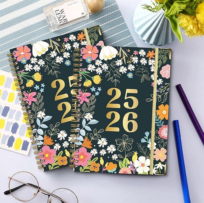 2025-2026 Planner, 12-Month Daily Weekly Monthly Planner from JUL.2025 to JUN.2026, 8.5" X 6.2", Spiral Hardcover Notebook with Bookmarks, Elastic Closure, Inner Pocket for Office School Supplies