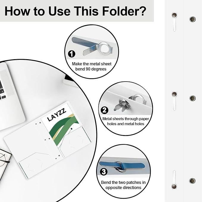 Two Pocket Folders with Prongs, LAYZZ 60 Pack Poly Plastic Folders, Heavy Duty Plastic Folders with Pockets and Prongs, Letter Size, for Offices and Schools (White)
