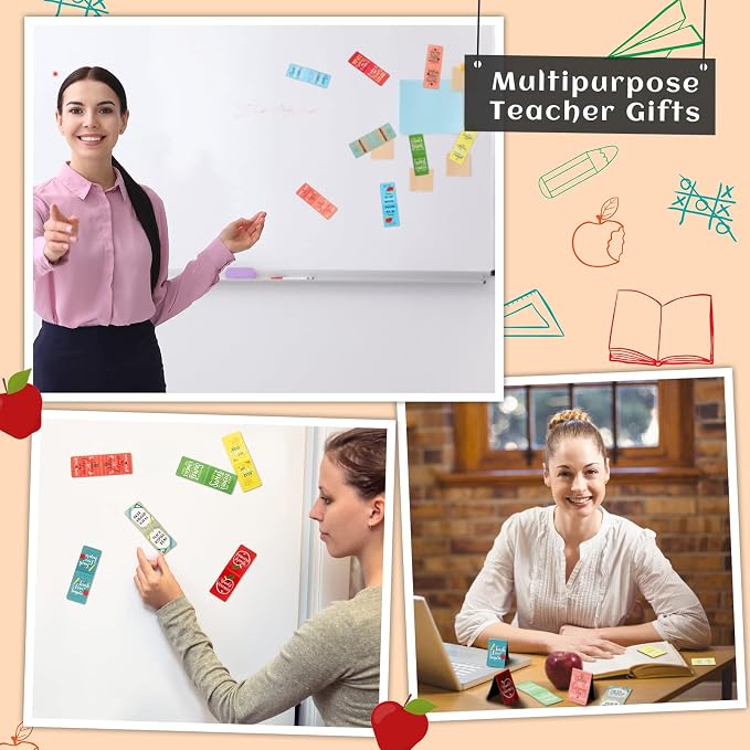 Zonon 24 Pcs Teacher Magnetic Bookmarks Teacher Appreciation Gifts Bulk Thank You Gift from Students Appreciation Bookmarks Inspirational Page Clips for Christmas Teachers Day Graduation Gifts