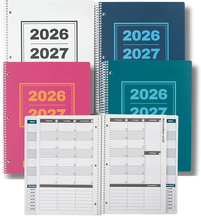 Order Out Of Chaos Academic Planner 2026-2027, Daily Weekly Monthly School Calendar, student planner 2026-2027, 8.5 x 11 Homework Organizer, july 2026-june 2027 Navy Blue School Agenda Book