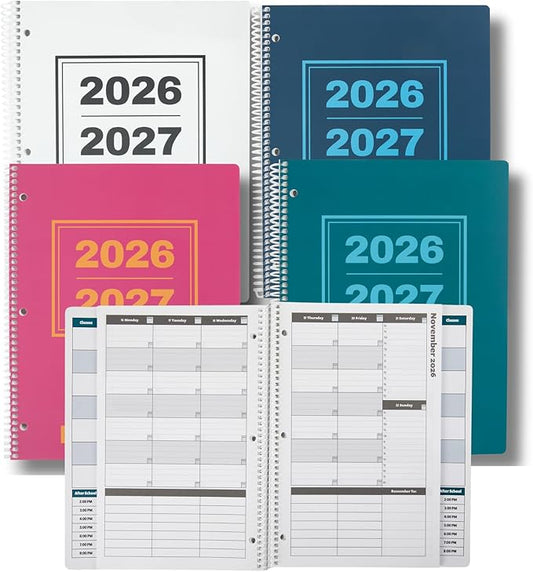 Order Out Of Chaos Academic Planner 2026-2027, Daily Weekly Monthly School Calendar, Student Planner 2026-2027, 8.5 x 11 Homework Organizer, july 2026-june 2027 White Black School Agenda Book