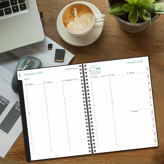 2026 Appointment Book & Planner - 2026 Daily Hourly Planner from January 2026 - December 2026, Weekly Appointment Book with 30-Minute Interval, Medium 6.4" x 8.5", Black-D