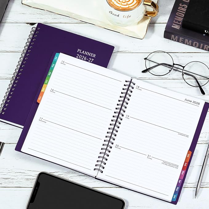 Planner 2026-2027 - July 2026 - June 2027, 2026-2027 Planner Weekly and Monthly, Academic Planner, Calendar Planner with Colorful Tabs, 6.25" × 8.3", Strong Twin-Wire Binding, Back Pocket, Holidays