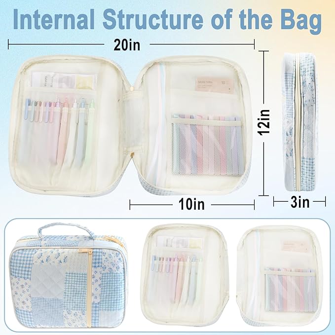 Bible Cover Case Study Supplies for Women Gifts Large Bible Cover with Highlighters Pens Tabs Cute Quilted Carrying Case Journal Kit Accessories Christian Gifts Sticky Notes D
