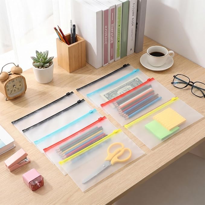 ReliThick 200 Pcs 9.5 x 4.3 Inches Zipper Pencil Pouches Bulk Pencil Case for Office School Supplies Classroom Organization Travel Cosmetics Toiletry Bags Storage Money Pouches for Cash(Multicolor)