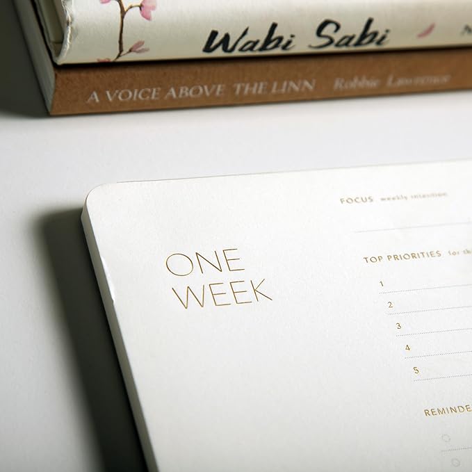 Pinesman - One Week - Elegant Undated Weekly Desk Planner, Gold Foiled, A4, Minimalist Weekly To Do List Notepad, Daily Schedule, Work Week Planner Pad, Eco-friendly, FSC™ Certified