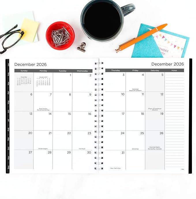Mead 2026 Planner, Weekly & Monthly, 15-Month, 8-1/2" x 11", Large, Basic, Black (CRW6200526)