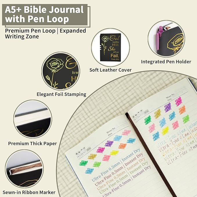 25 PCS Bible Study Supplies Kit, Large Capacity Canvas Tote Bag for Women Organizer, Bible Highlighters and Quick Dry Pens No Bleed Through, Notebook Bible Tabs Cross Bookmark Journaling Accessories