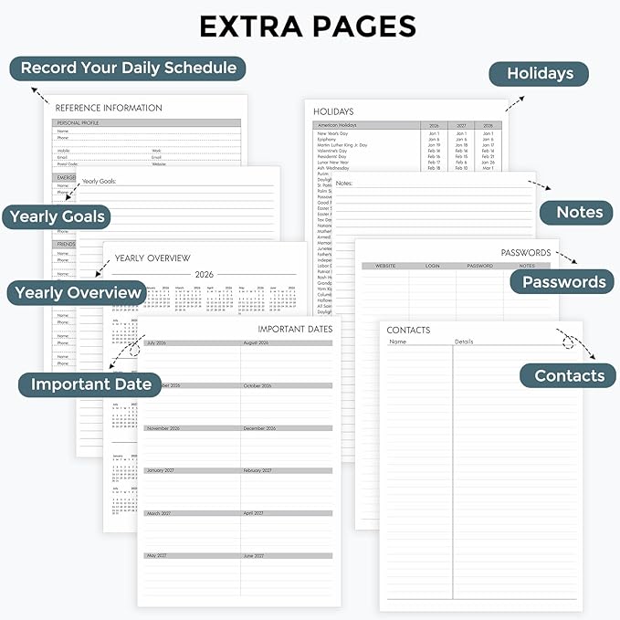 SKYDUE Appointment Book 2026-2027, Academic Hourly Planner from July 2026 - June 2027, 8.5" x 11" Weekly & Monthly Schedule Planner with 15-Minute Interval- Perfect for Daily Planning Blue