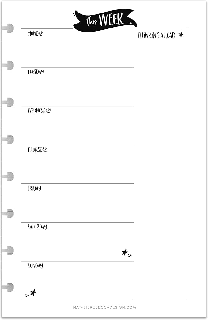 BetterNote This Week Refill Pages for Disc Notebooks, Fits Big Happy Planner, Levenger Circa, Staples Arc, Talia (Whimsy- 6 months, 8-Disc, 5.5"x8.5")