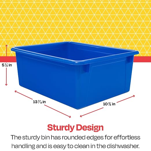 School Smart Sturdy Plastic Storage Tray, Multifunctional Design for Classroom, Home, and More, Letter Size, Blue