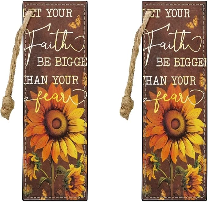 Bookmark 2 PCS Leather Bookmarks for Women, Men, Book Lovers, Autumn Sunflowers Page Markers for Students Teachers