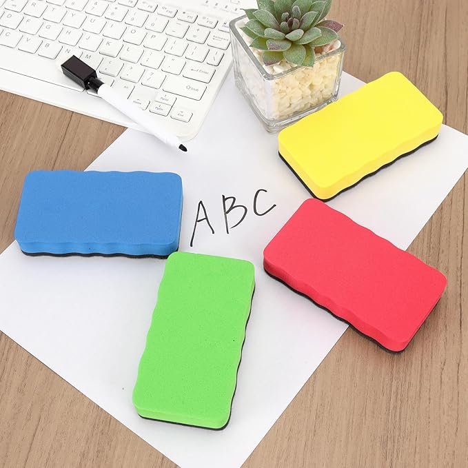 8 Pcs Magnetic Whiteboard Erasers, 4 Colors Dry Erase Erasers, Dry Erase Board Eraser for Home, Classroom, Office Supplies
