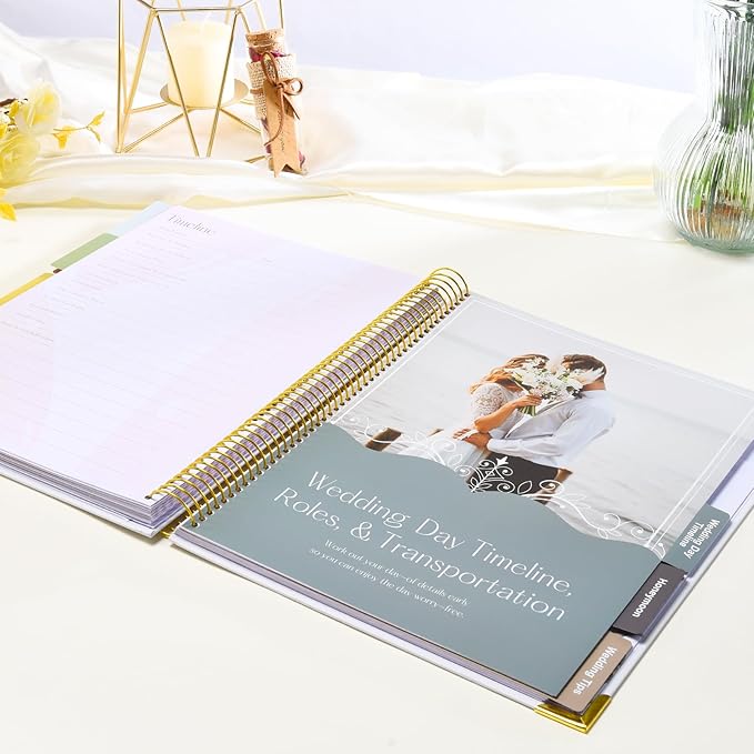 Wedding Planner Book and Organizer-196 Pages Bridal Wedding Planning Book with Sticker Checklists and Calendars for Bride To Be, Unique Engagement Gifts for Newly Engaged Couples