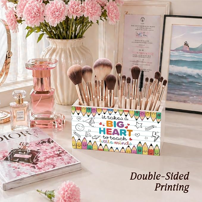 Teacher Pen Pencil Holder for Desk Teacher Appreciation Gifts,Teacher Gifts for Women from Student,It Takes a Big Heart to Help Shape Little Minds Sign for Office Classroom Desk Tabletop
