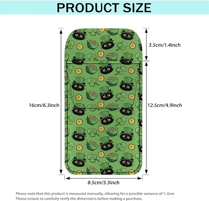 chaqlin PU Leather Pocket Protector, Pen Organizer for Men Women Shirt Leather Pen Protect Holder Can Hold 4 Pens Pencil Pouch for Lab Coats (St. Patrick Cats)